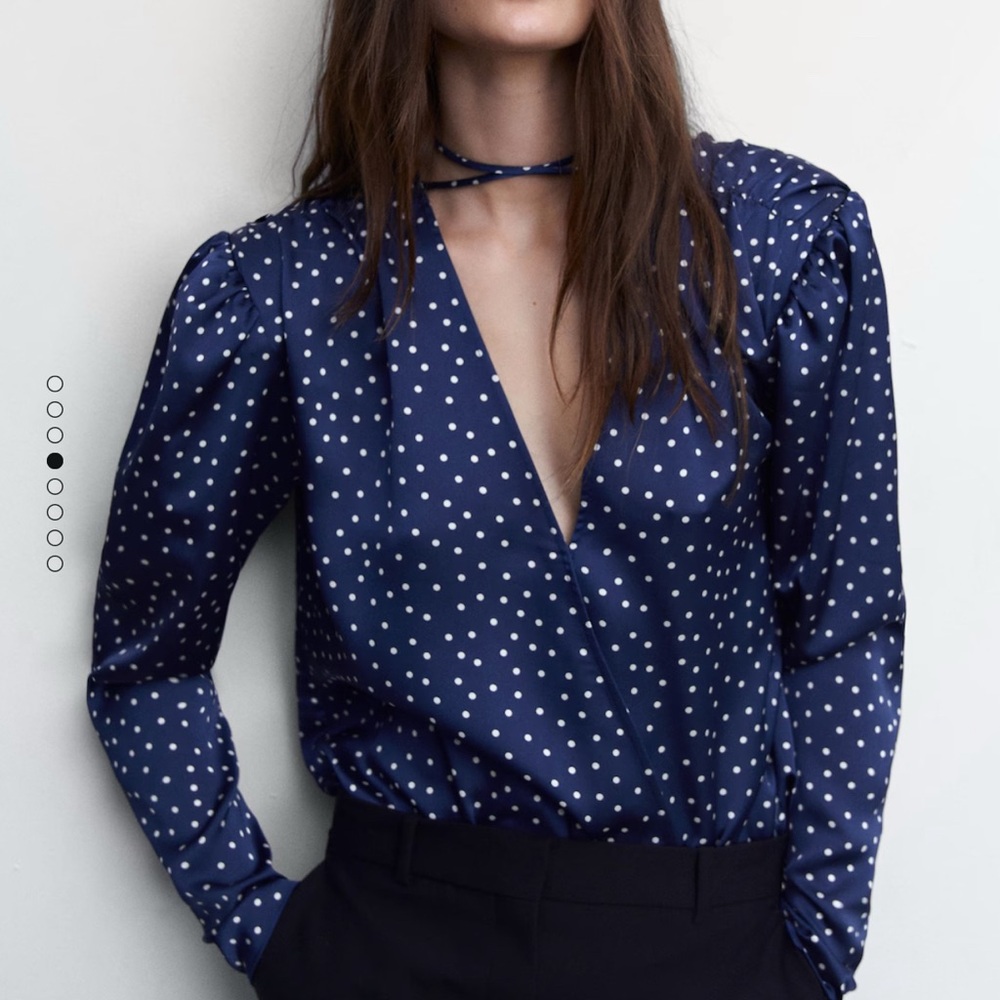 Mango Satin blouse with floral polka-dots size 4